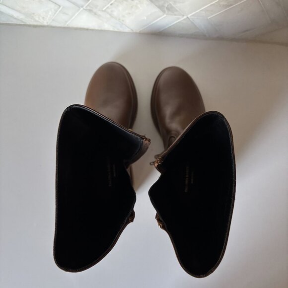 Paloma Barcelo Size 37/6.5 Brown Leather Tall Ankle Boot with Zipper - Picture 6 of 12